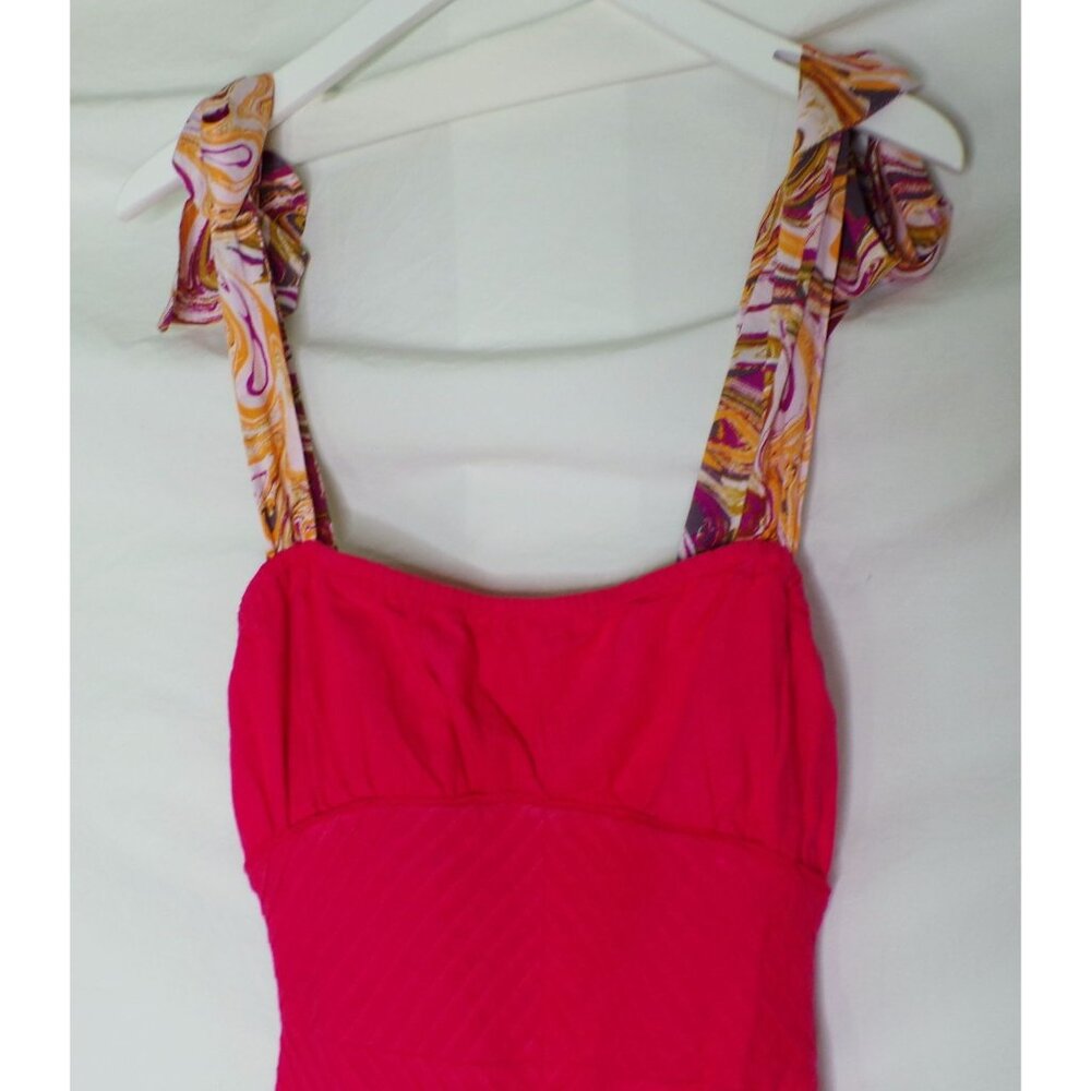 🆕 FREE PEOPLE Santorini Maxi Dress Tie Straps Coral Red Size 2 - Picture 11 of 13